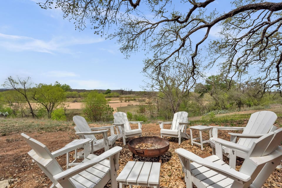 Gather around the fire, relax under the stars, and enjoy peaceful evenings by the Llano River.