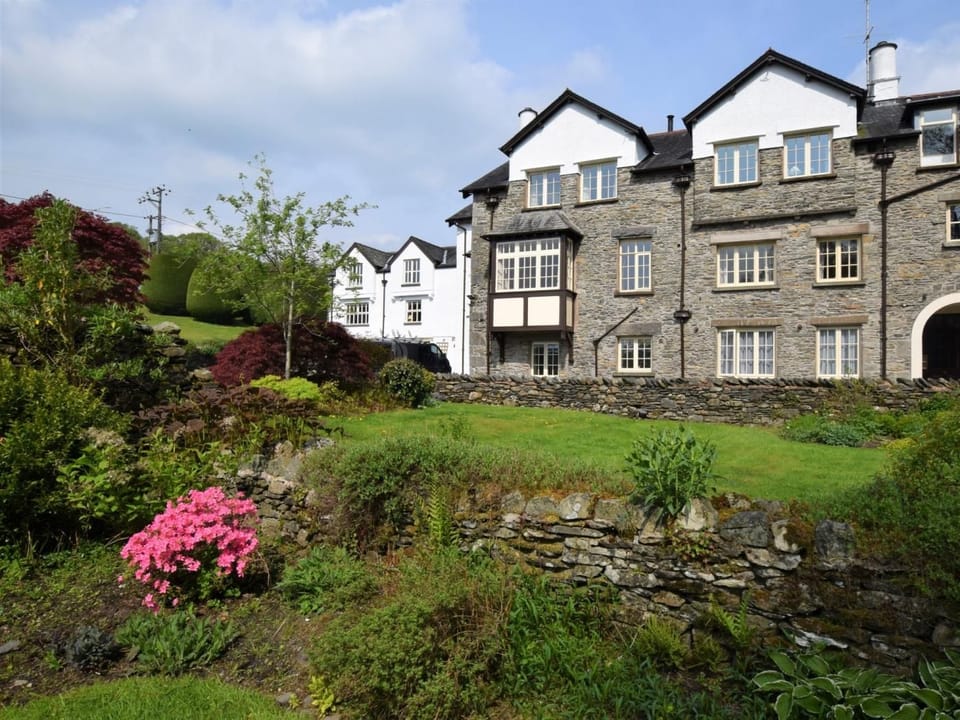 Looking from the shared grounds on to the apartments