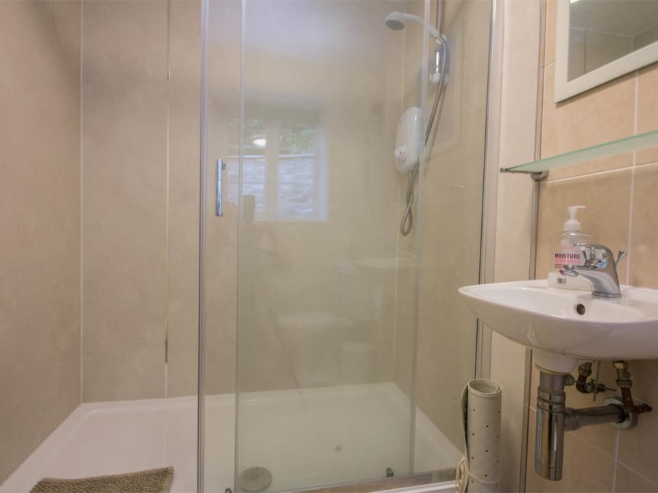 Downstairs bathroom with walk in shower