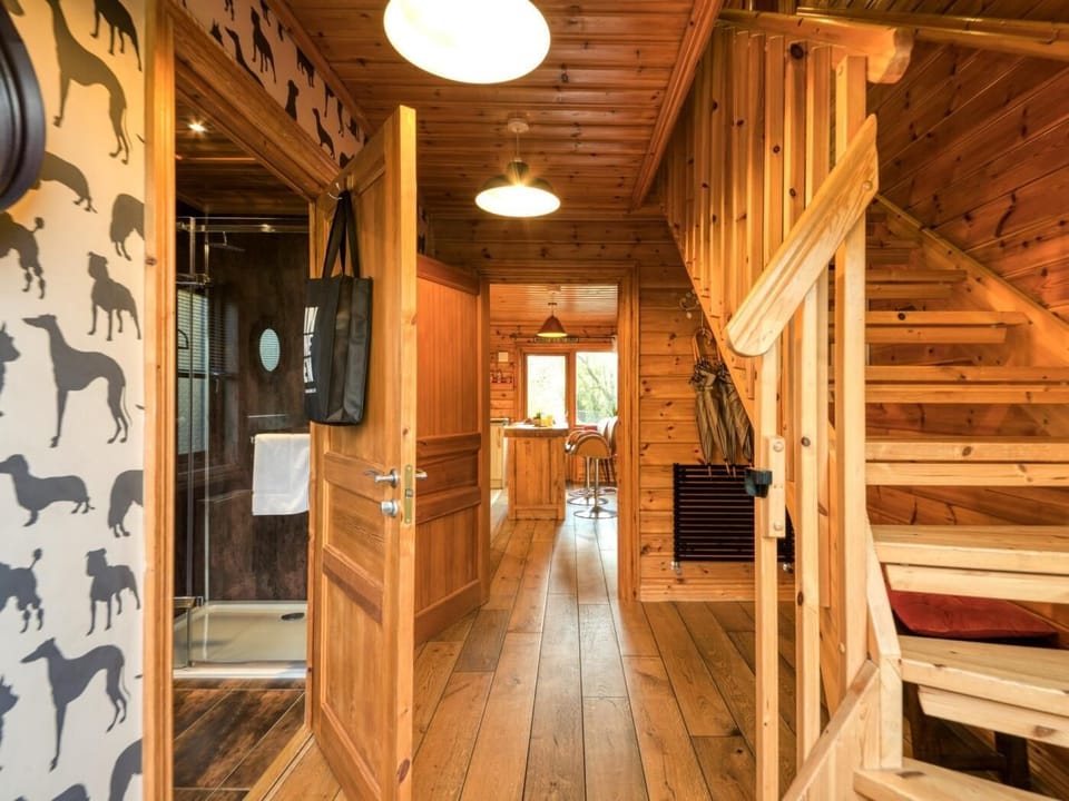 Head up the stairs to the bedrooms