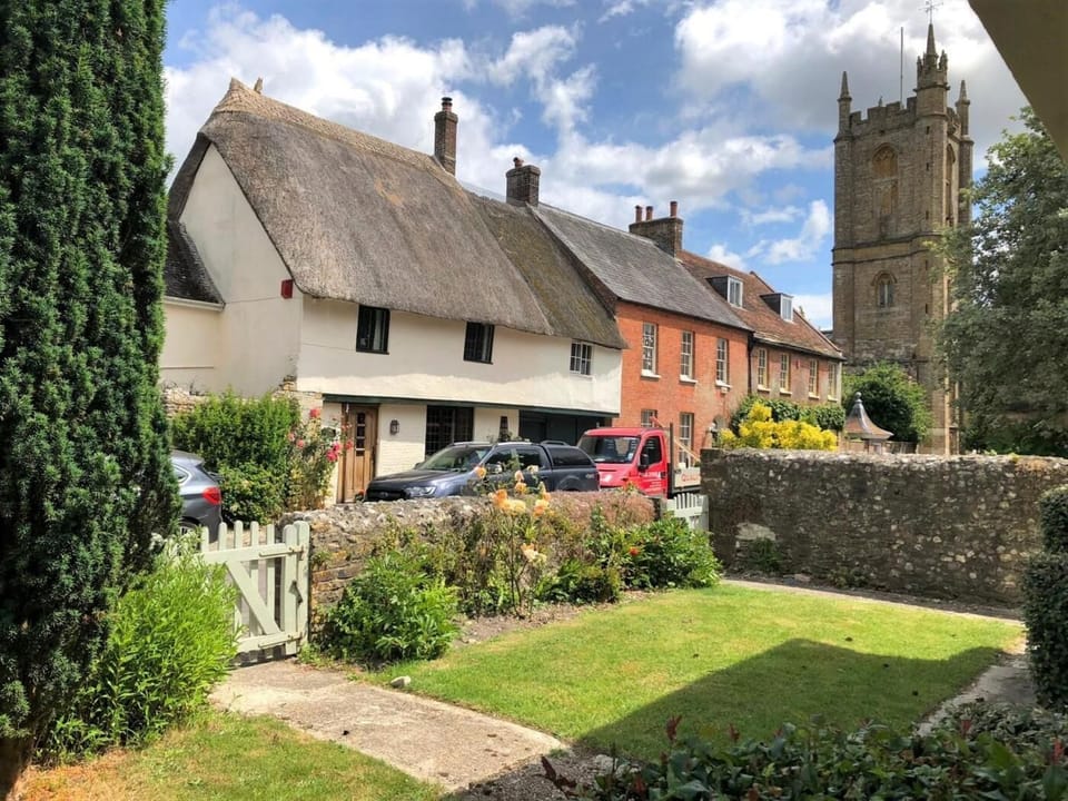 Looking across the enclosed front garden 