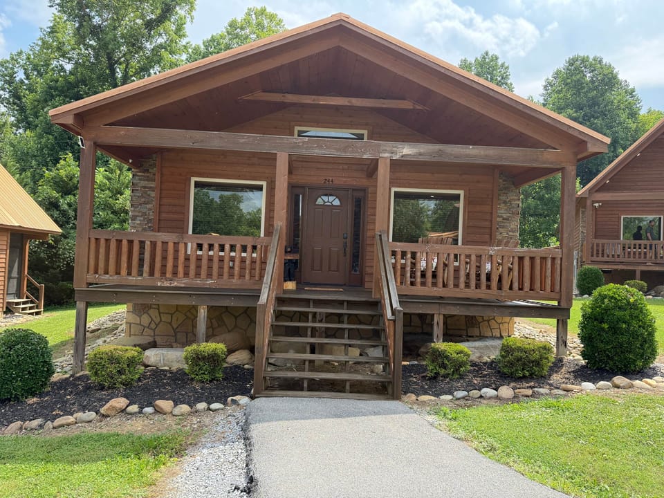 Front of Cabin with Two Parking Spaces