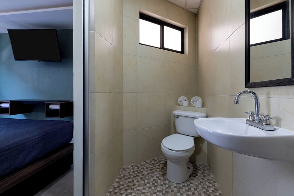 Shower, towels, soap, shampoo