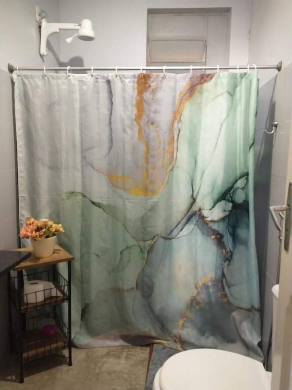 Shower, soap, toilet paper