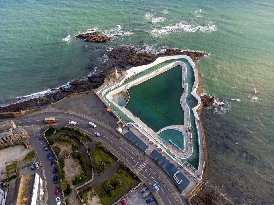 The famous salt water Jubilee Pool Lido in Penzance - complete with geothermal pool