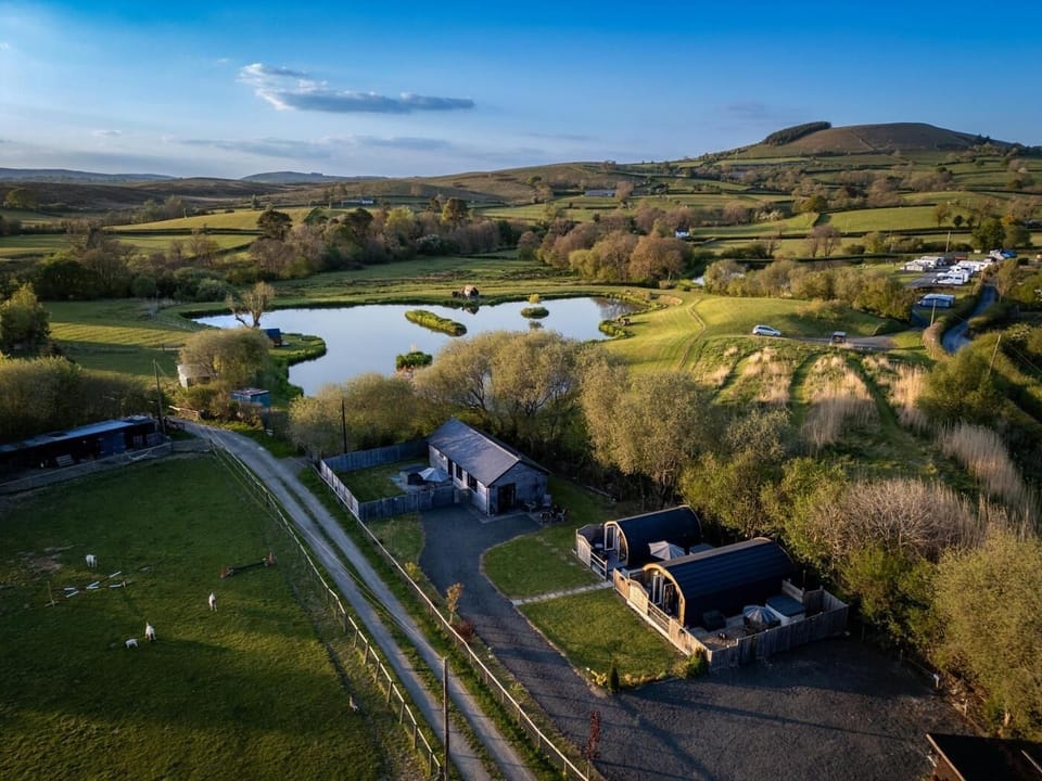 An aerial view of the Stargazing Lodge complex