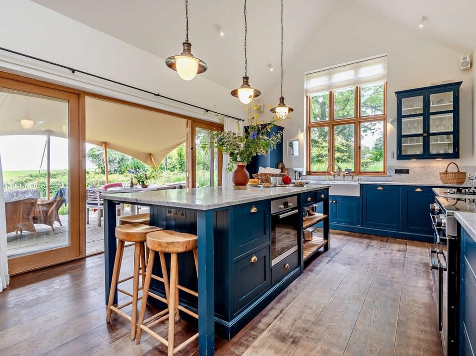 Large well-equipped kitchen with far-reaching views