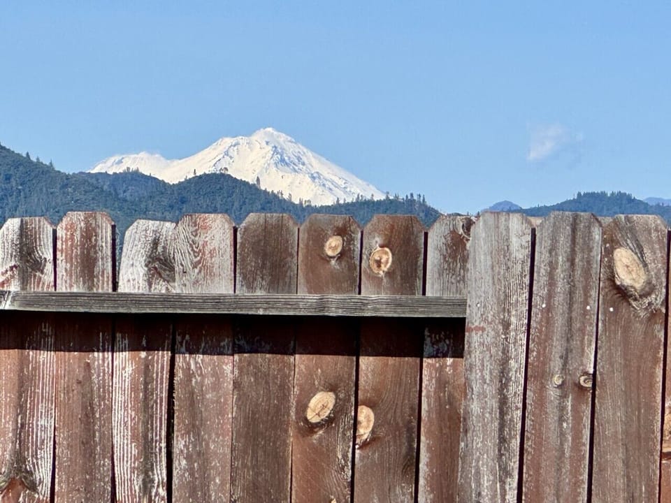 On clear days, enjoy stunning views of Mt. Shasta from the backyard