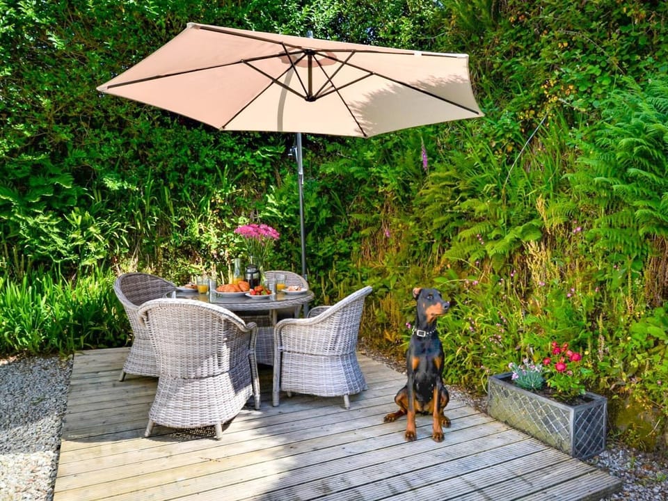 Lovely private decked area off the kitchen for breakfast in the sunshine
