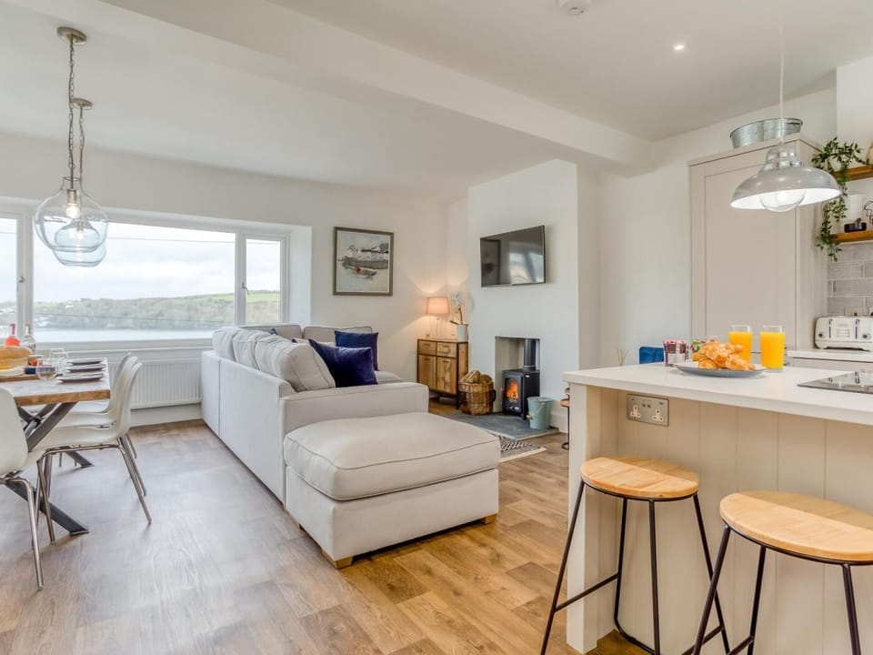 Stunning open plan living room with exceptional sea views