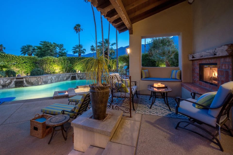 Outdoor Fireplace At Night