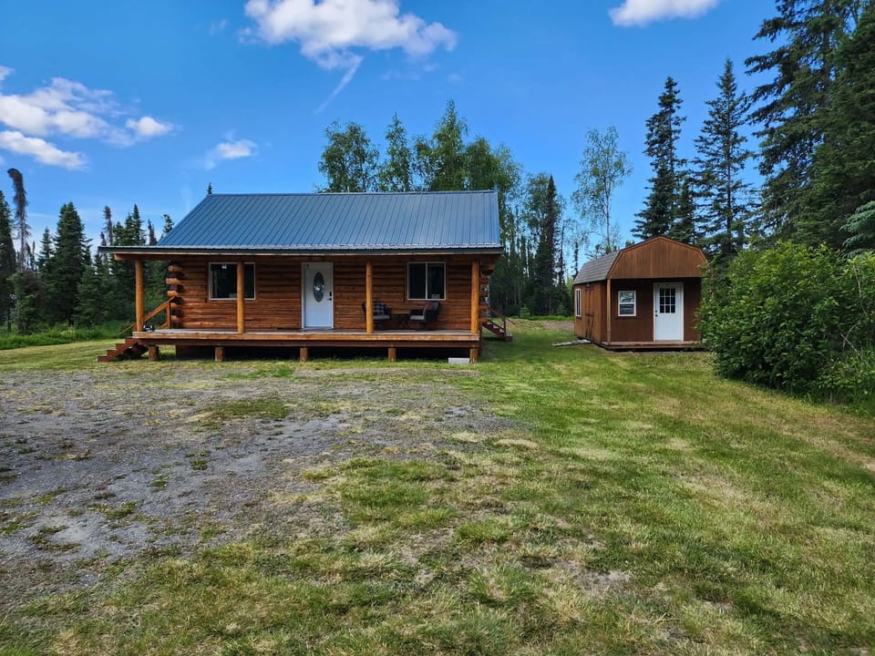 Front of Cabin and Parking Area