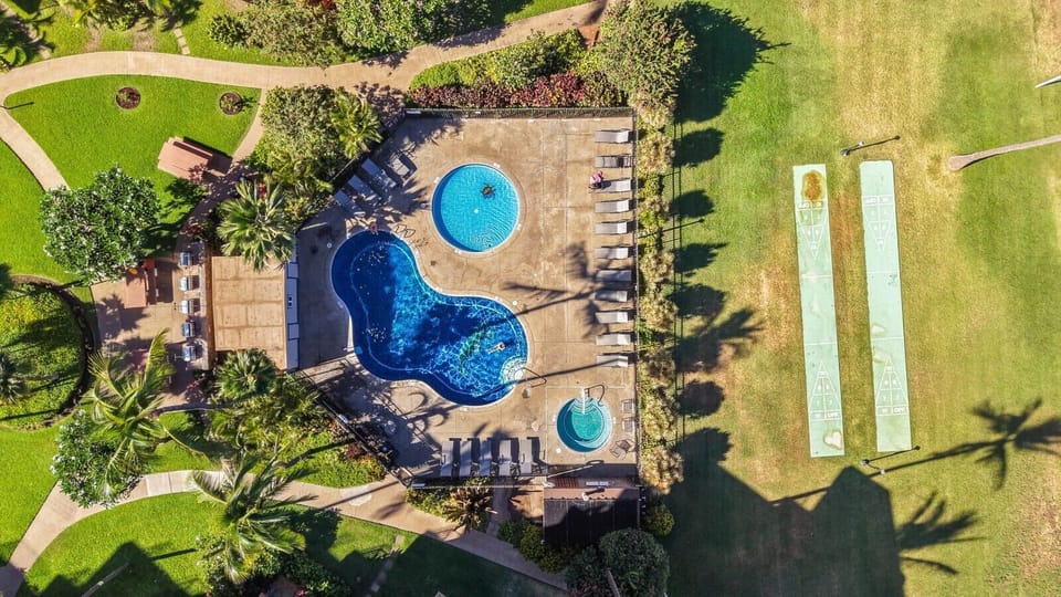 Private lanai with tropical garden views