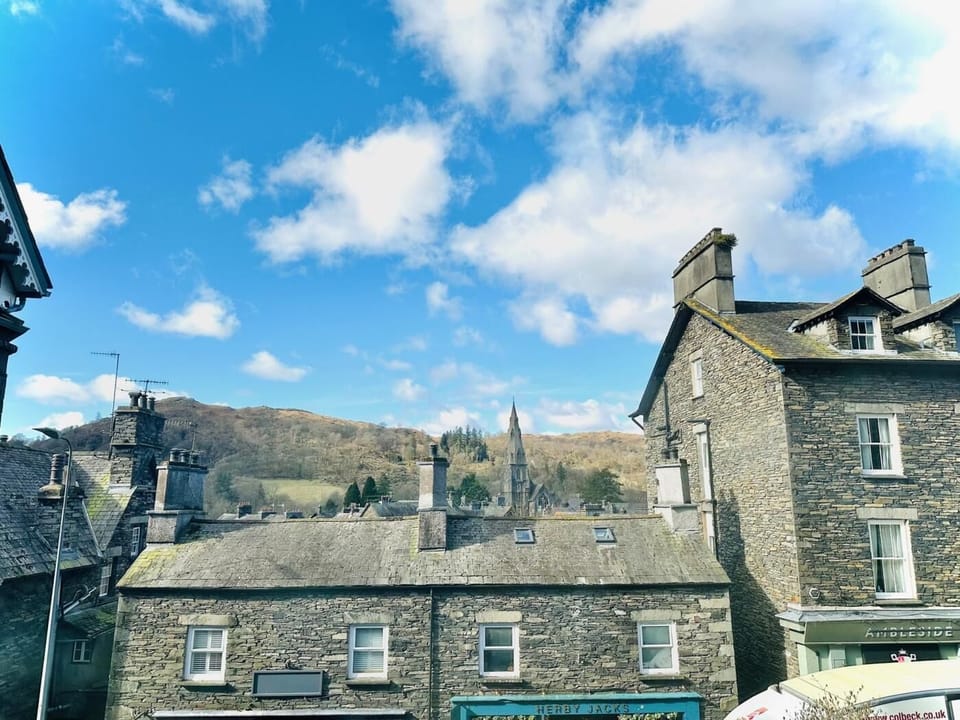 Views of the Church and mountains from the window