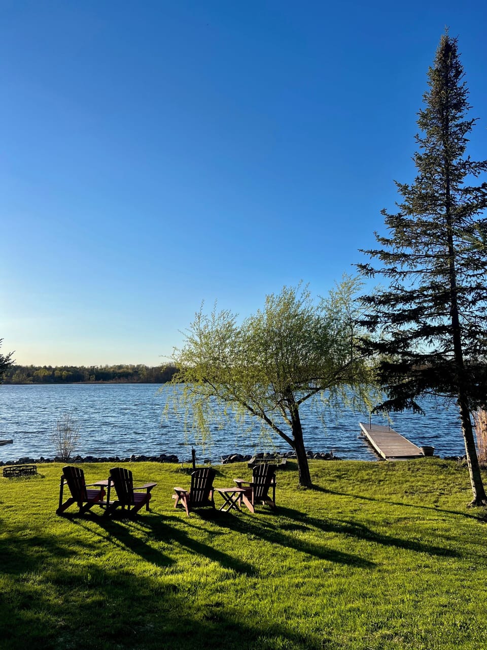 Views from Main Level Deck. Firepit on the left hand side by the water.