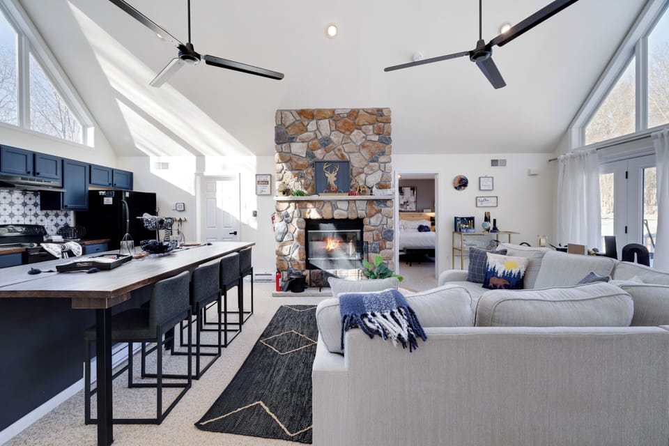 Fully connected living, dining, and kitchen spaces for effortless gatherings.