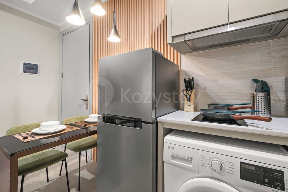 Apartment, 1 Bedroom, City View | Private kitchen | Full-size fridge, microwave, stovetop, cookware/dishes/utensils