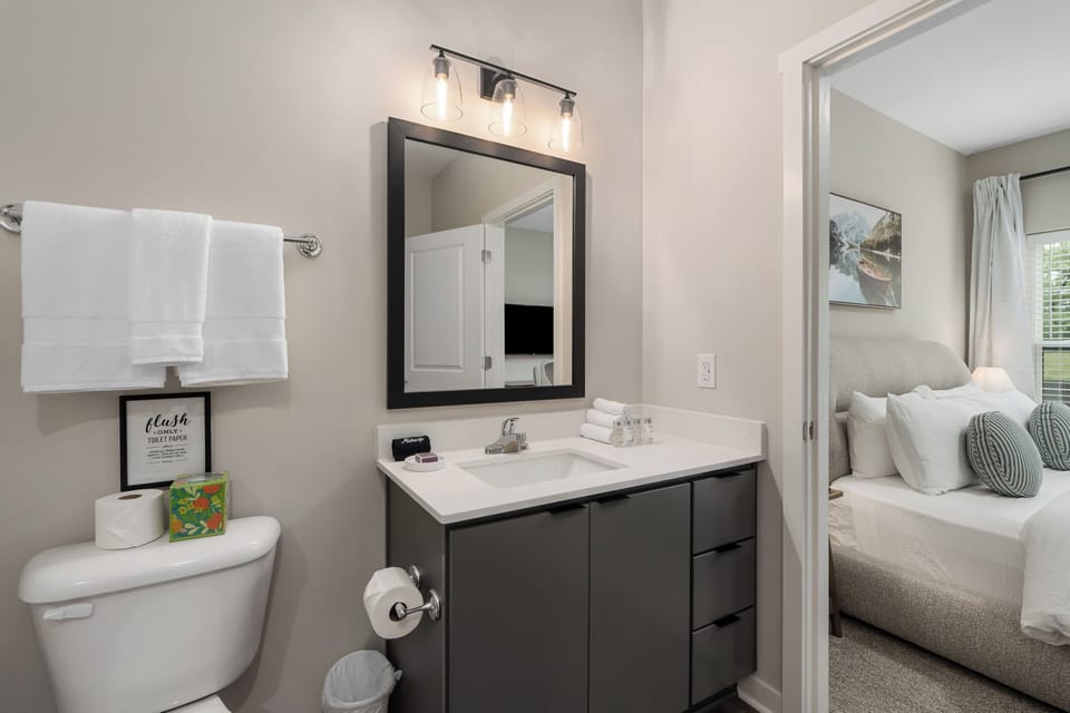 Bright spotlessly clean bathroom