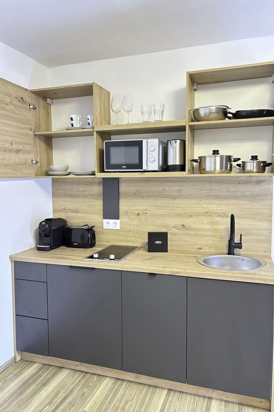 Furniture, Cabinetry, Interior Design, Countertop, Wood, Kitchen, Flooring, Shelving, Cupboard, Shelf