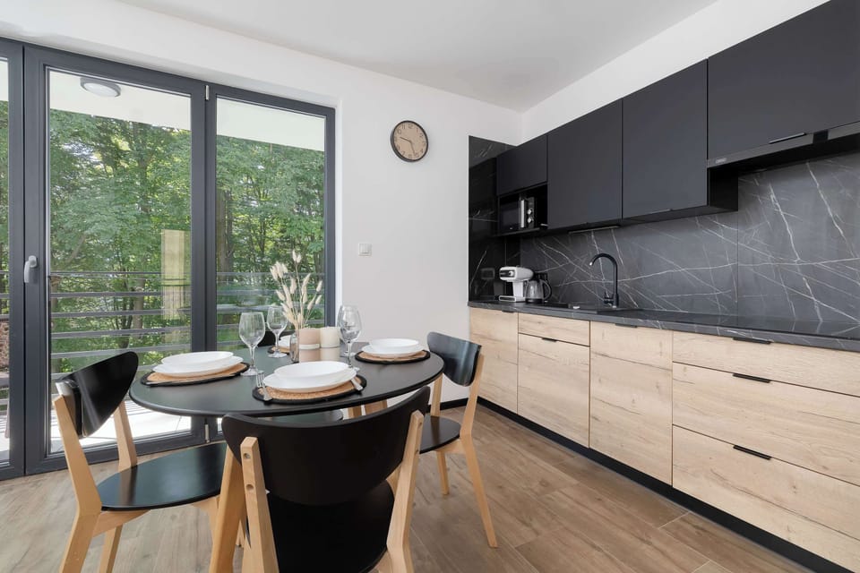 The fully equipped kitchenette includes everything you need for a home-cooked meal.