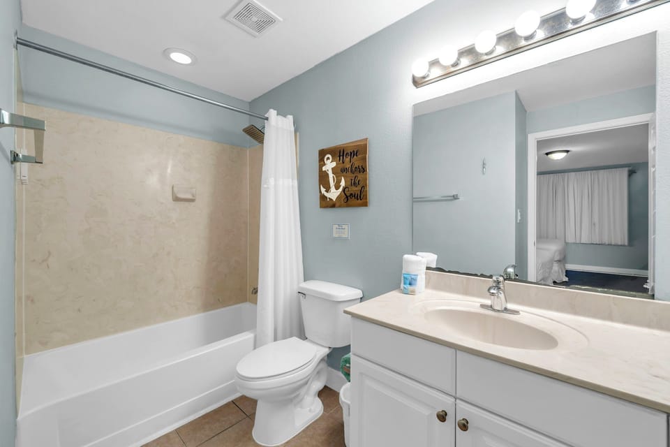 Guest bathroom in guest bedroom
