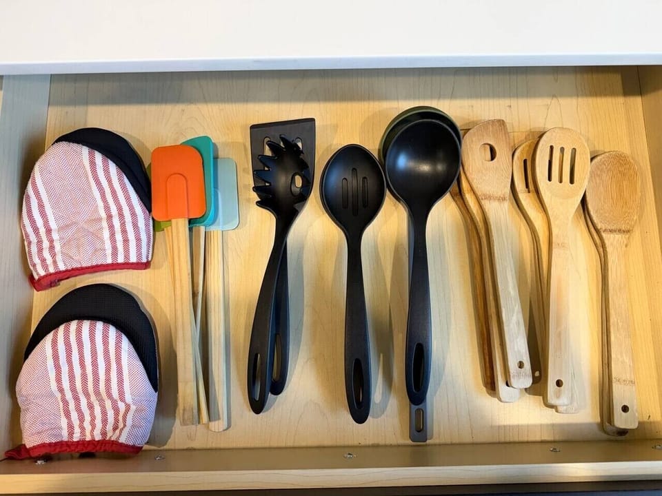 Fully stocked kitchen cabinets and drawers