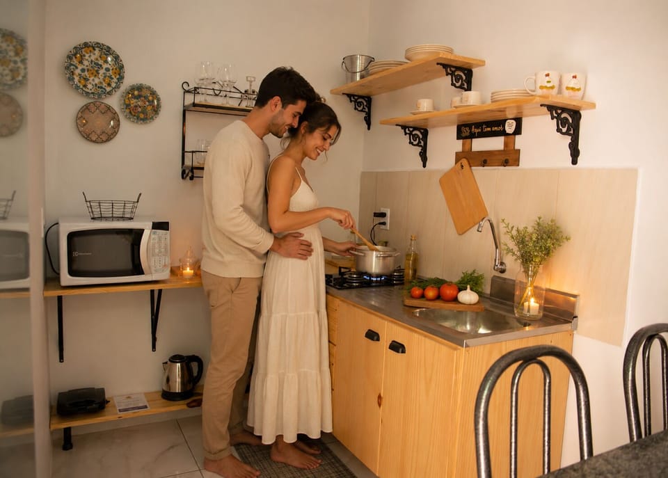 Shared microwave, toaster, paper towels