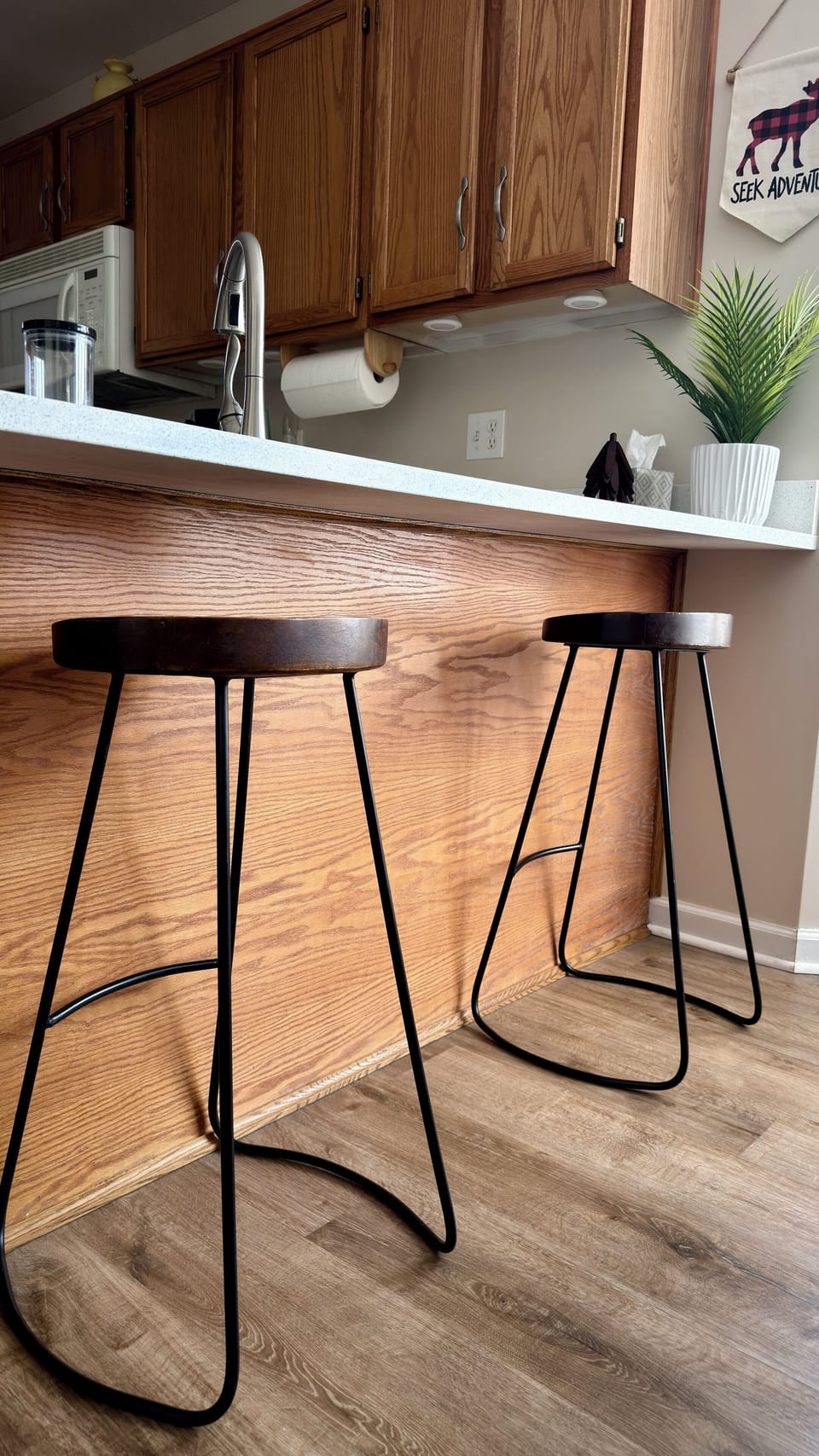 2 bar stools at kitchen bar