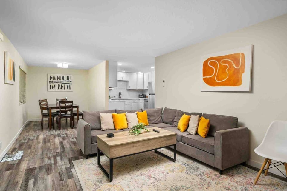 Comfortable open-concept living and dining area.