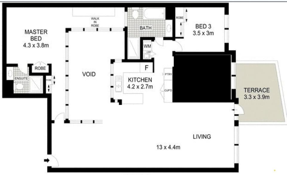 floor plan with 1 secure car space