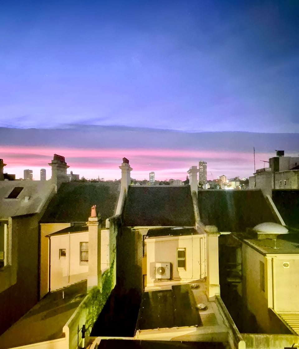 View from the sunroom at sunset