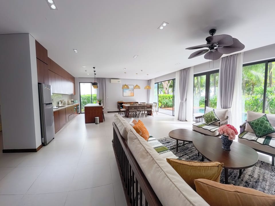 Villa, 4 Bedrooms, Private Pool, Beach View | Living area | 42-inch flat-screen TV with digital channels