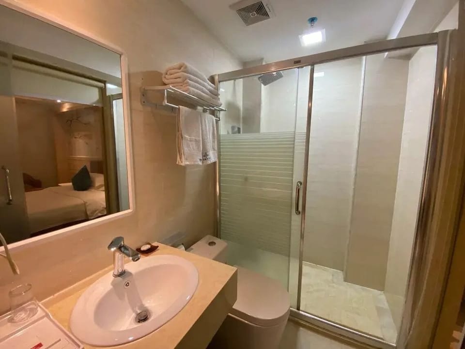 Deluxe Double Room, City View | Bathroom | Shower, hair dryer, towels, soap