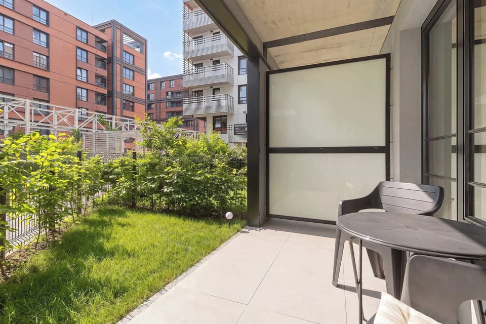 The garden provides a perfect spot for enjoying the fresh air.