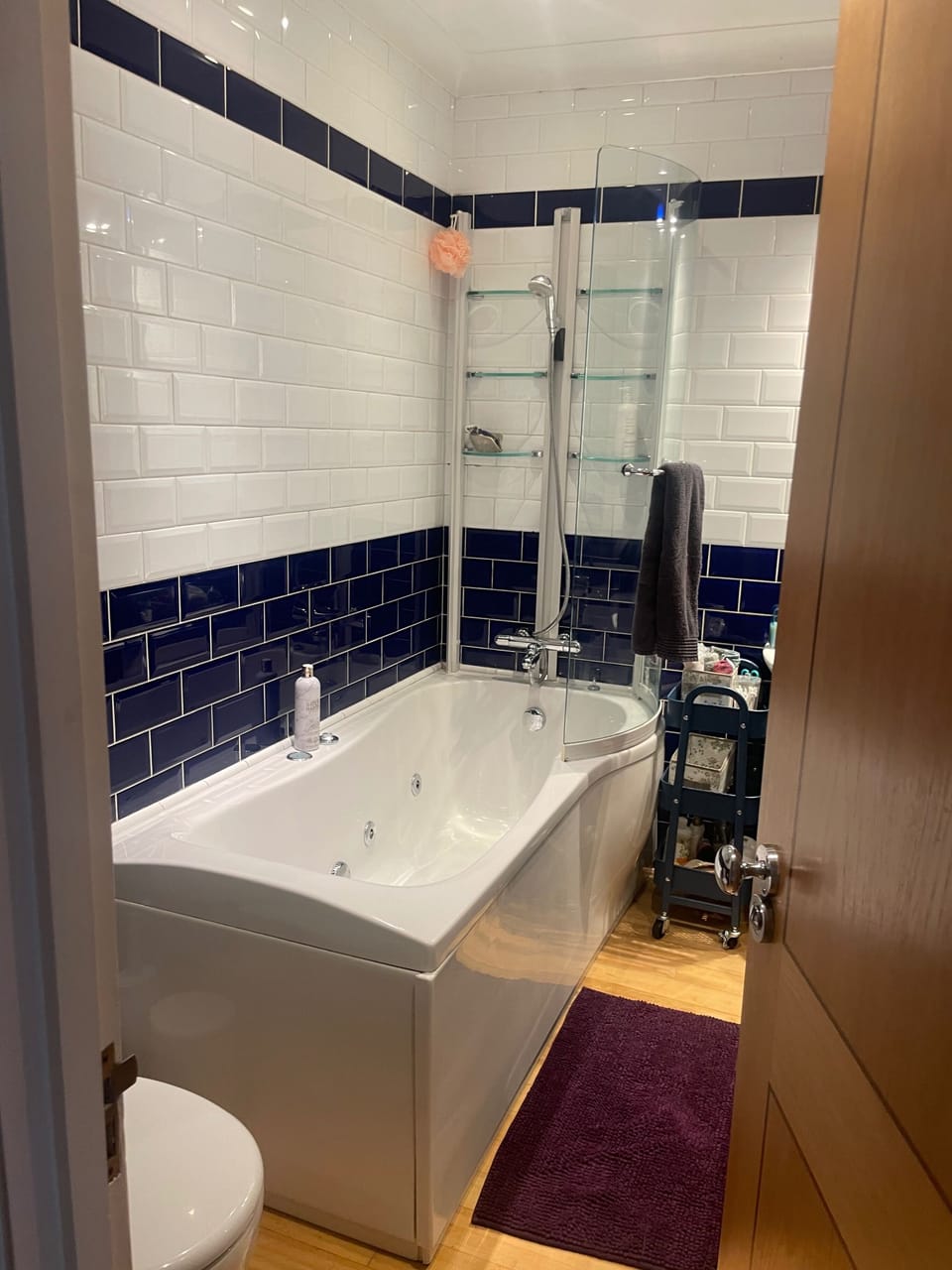 Combined shower/tub, deep soaking tub, hair dryer