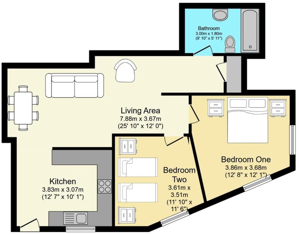 Review the property floor plan before booking to understand the layout, room sizes and accessibility, ensuring it's the perfect fit for your sta