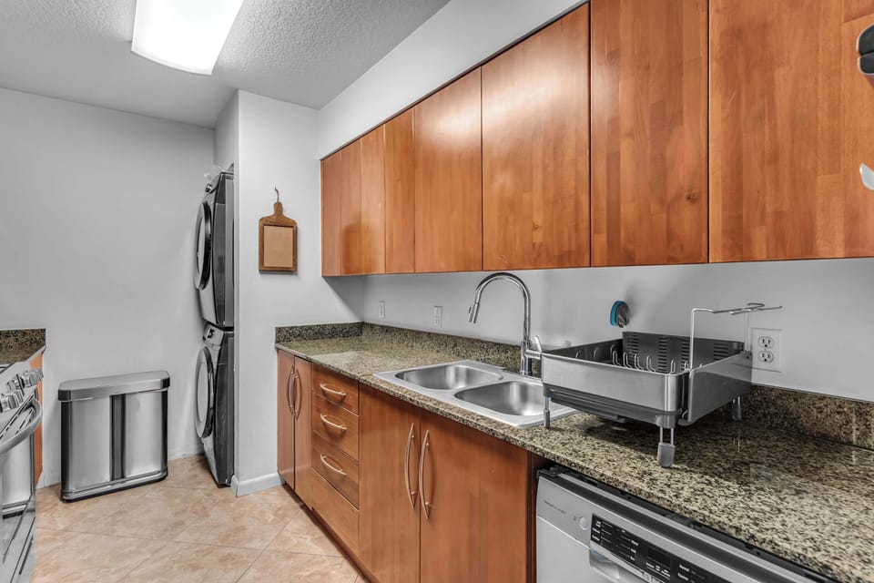The sleek kitchen is well equipped for an unforgettable getaway​
