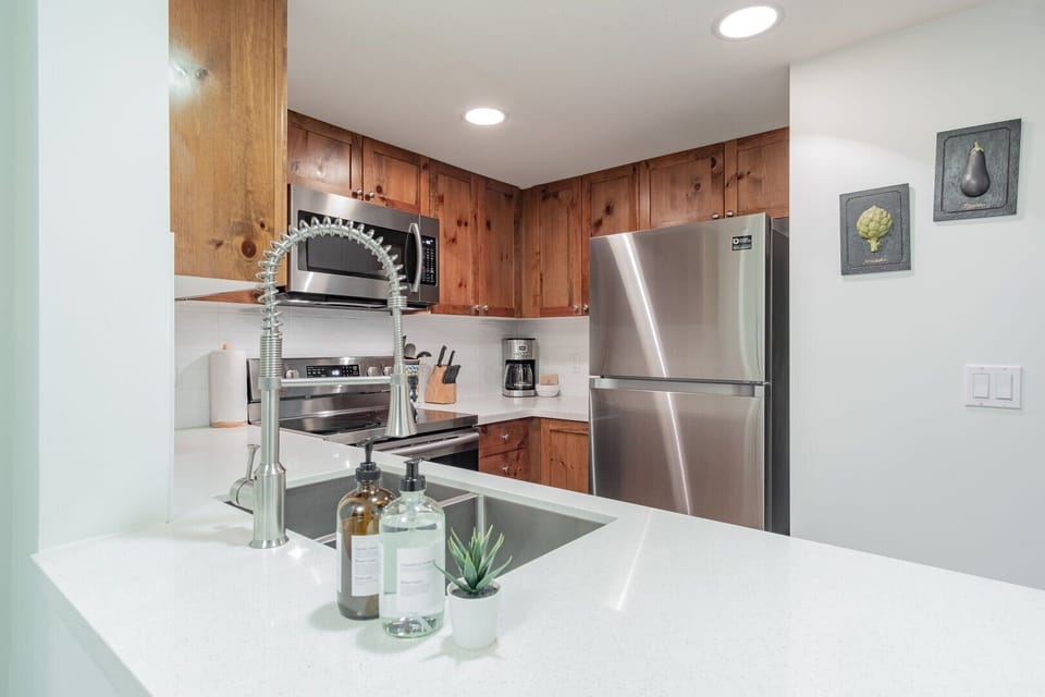 Full kitchen: Stainless steel appliances