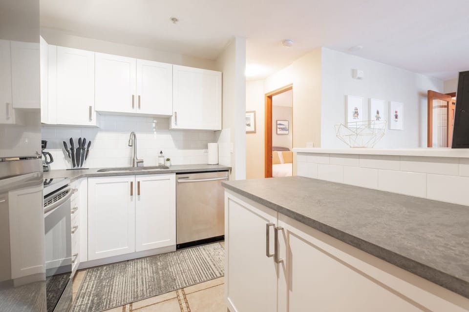 Full kitchen: Stainless steel appliances