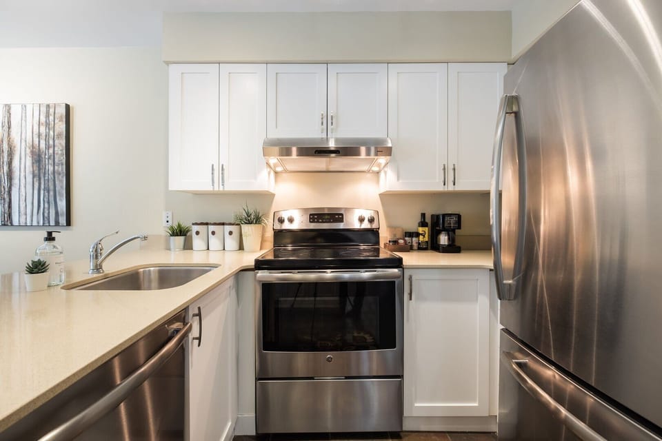 Full kitchen: Stainless steel appliances