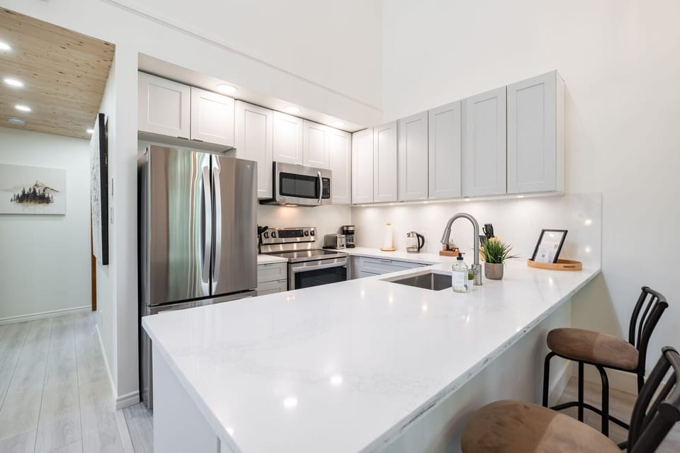 Full kitchen: Stainless steel appliances
