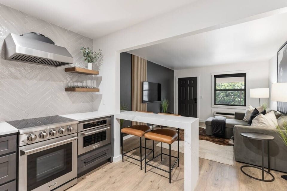 Fully equipped kitchen for all of your cooking needs! Seating for 2 at the island.