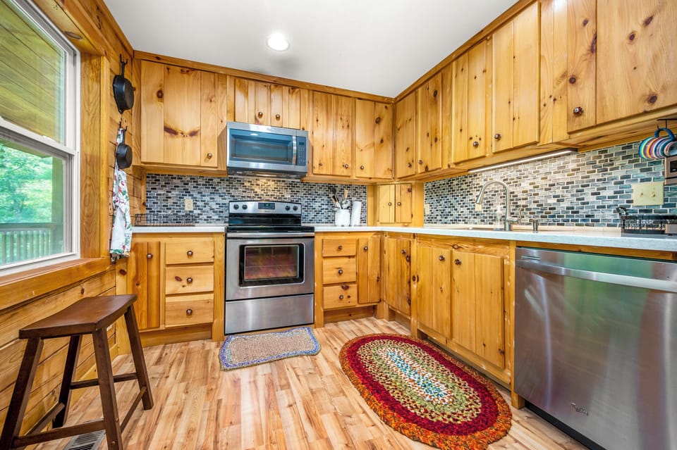 Kitchen area of the cabin - fully stocked