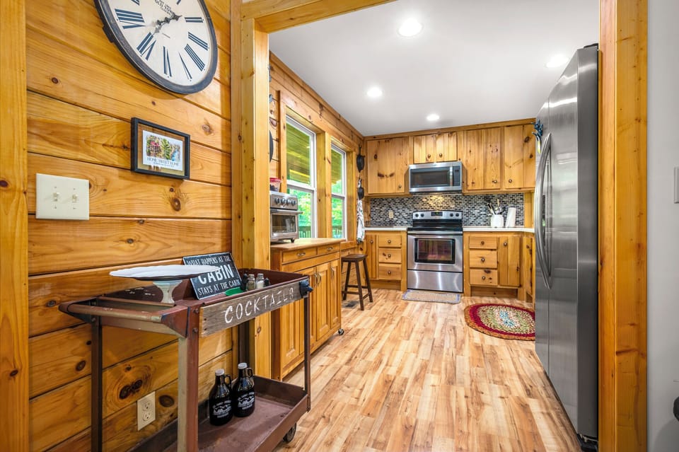 Kitchen area of the cabin - fully stocked