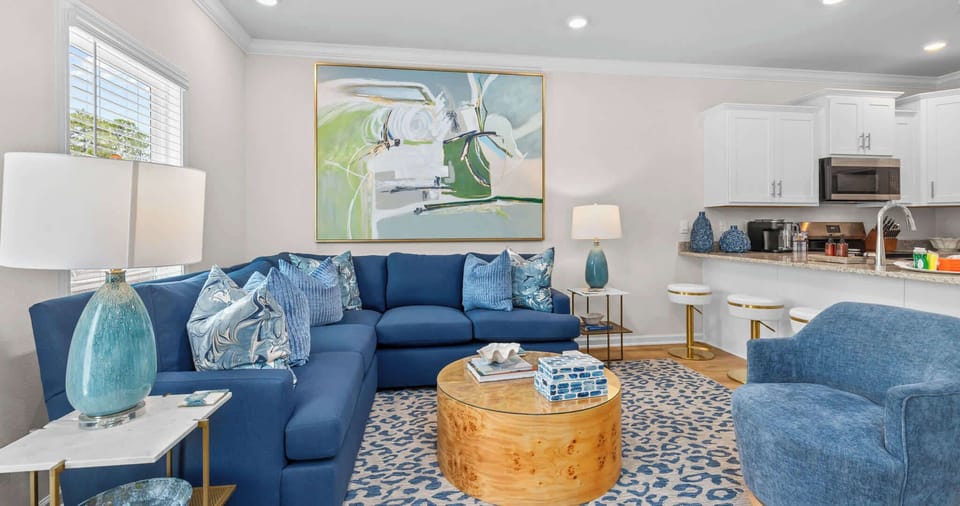 Cozy living space with plush seating and Smart TV