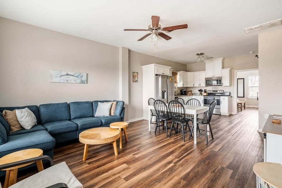 Bright, cozy living room designed for island relaxation.