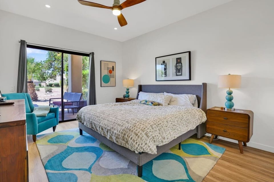 Sleep soundly in the comfortable california king bed. Soft linens and restful nights await.