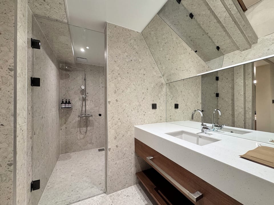Suite | Bathroom | Separate tub and shower, hair dryer, towels, shampoo