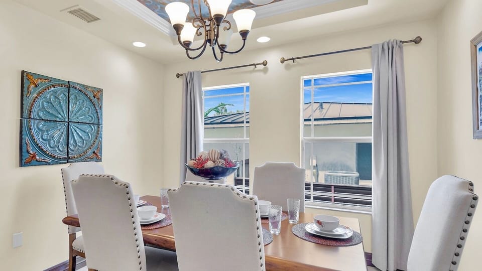 The indoor dining table seats six comfortably...