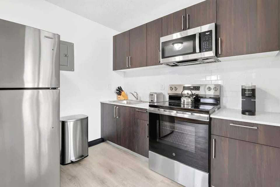 The fully equipped kitchen has everything you need to prepare meals throughout your stay.